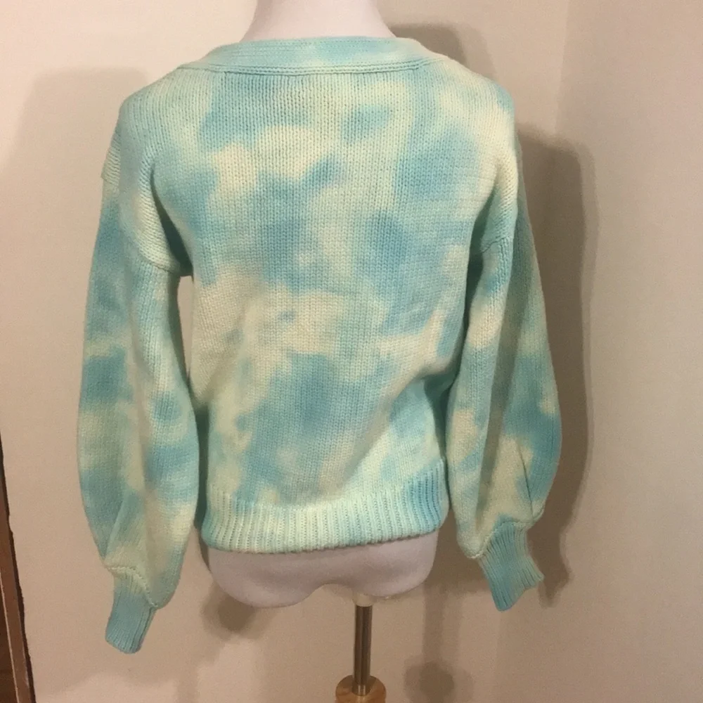 NWT Free People x LoveShackFancy Gallatin Pullover Sweater Aqua Small